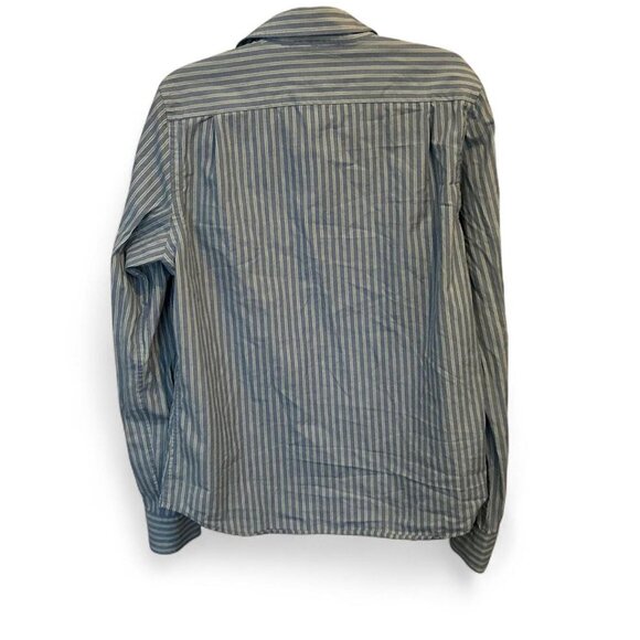 Abercrombie & Fitch Mens Large Muscle Fit Blue Pin Striped Long Sleeve Button Up - Picture 3 of 3